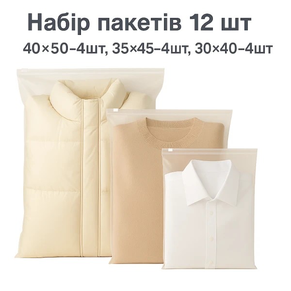 Фото - Набір пакетів для зберігання Love You 12 шт. 3 розміри (59078)